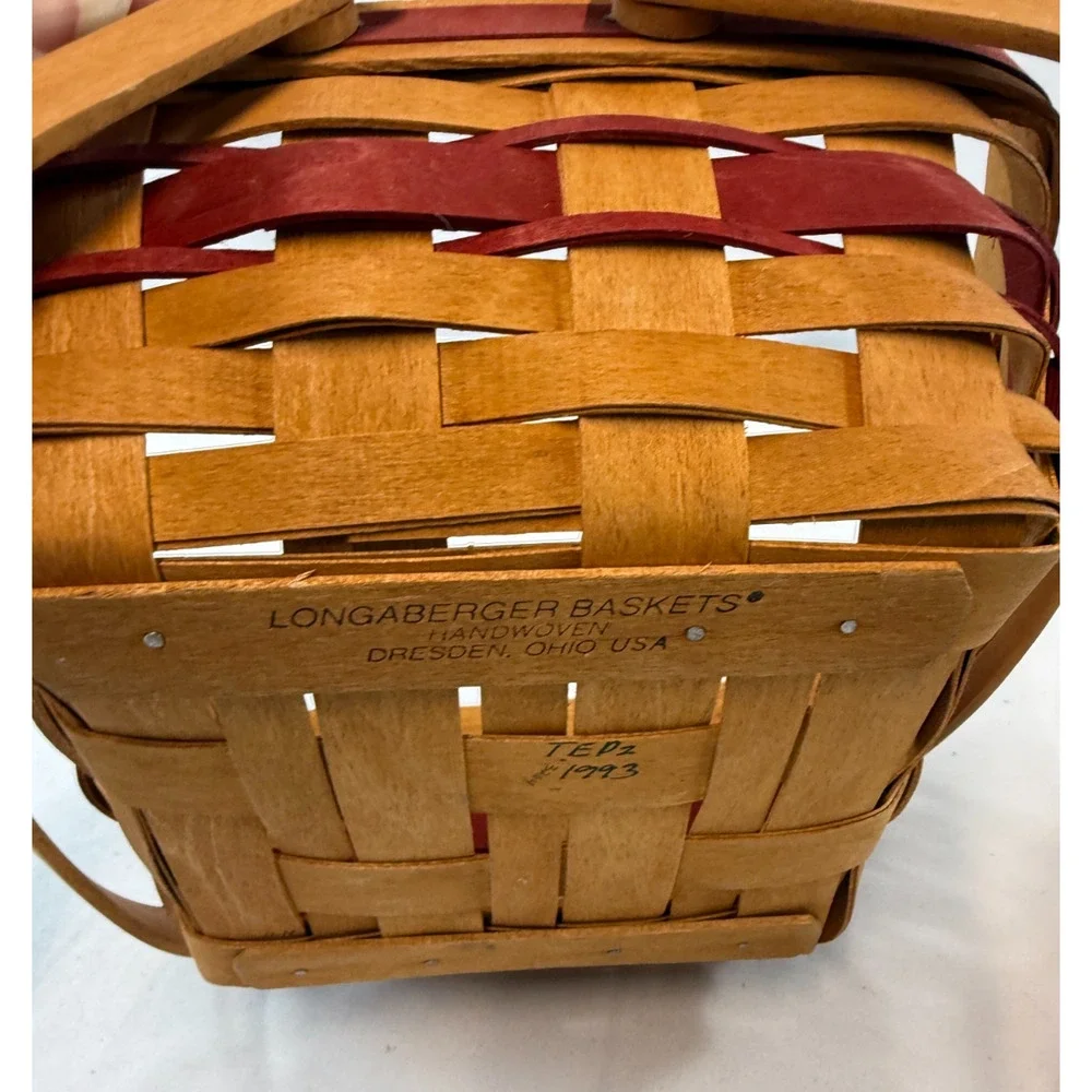 1993 Longaberger Christmas Collection Bayberry Basket Vintage w/Liner‎ Red Trim